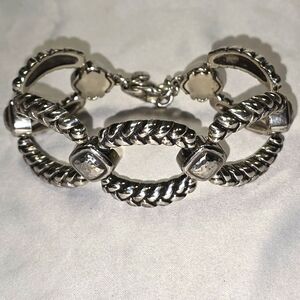 Brighton Braided Silver Pl Link Bracelet Fashion Jewelry Statement Boho‎ Chic